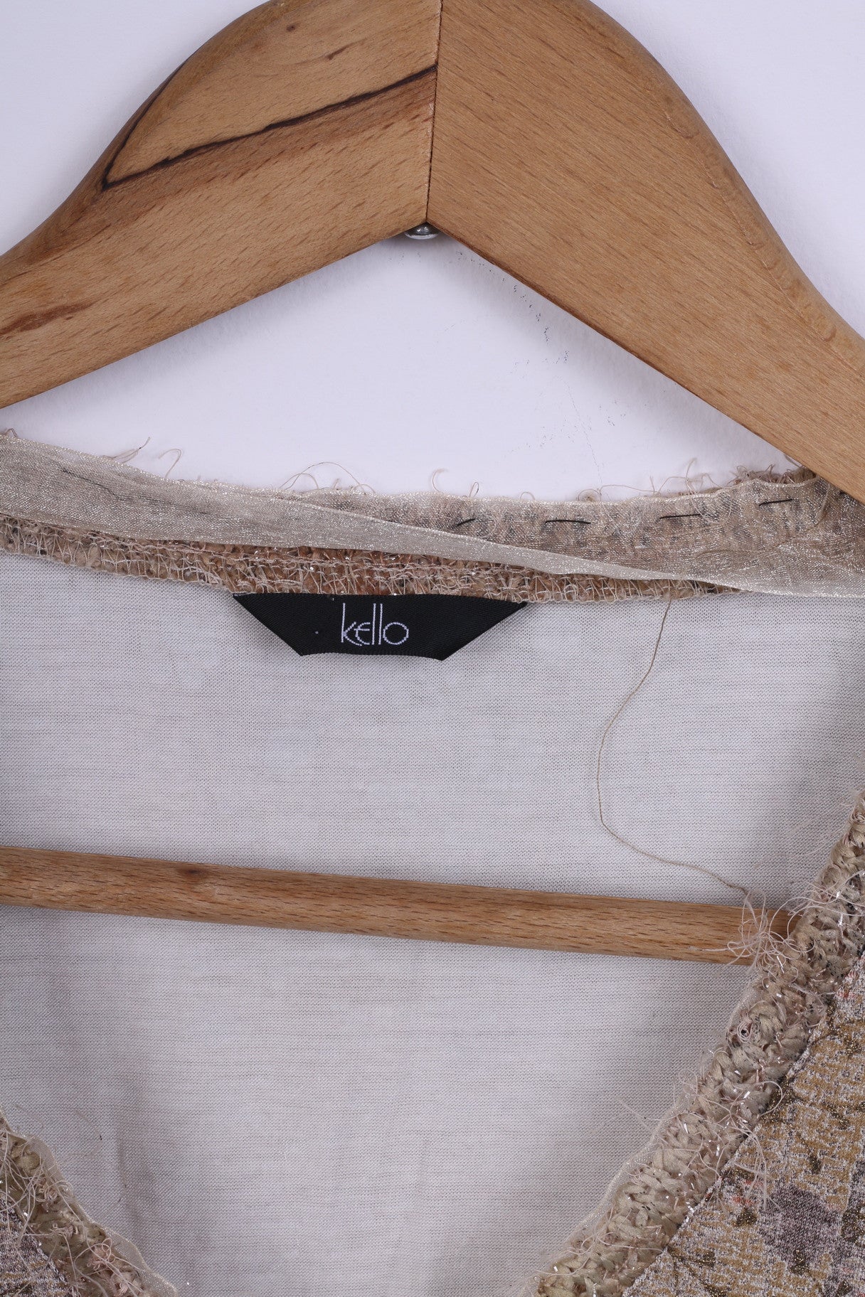 Camicia Kello da donna M con scollo a V e fiori senza maniche Beige