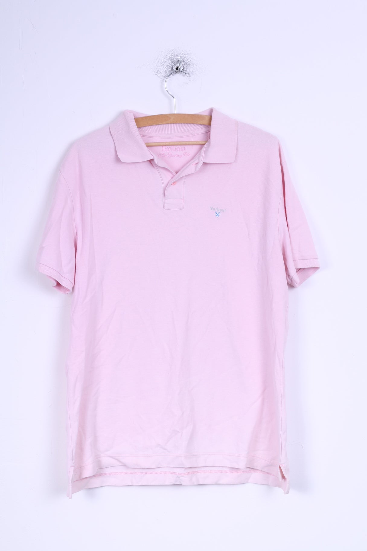 Barbour Hommes XL Polo Rose Polo Sportif Boutons Détaillés Coton