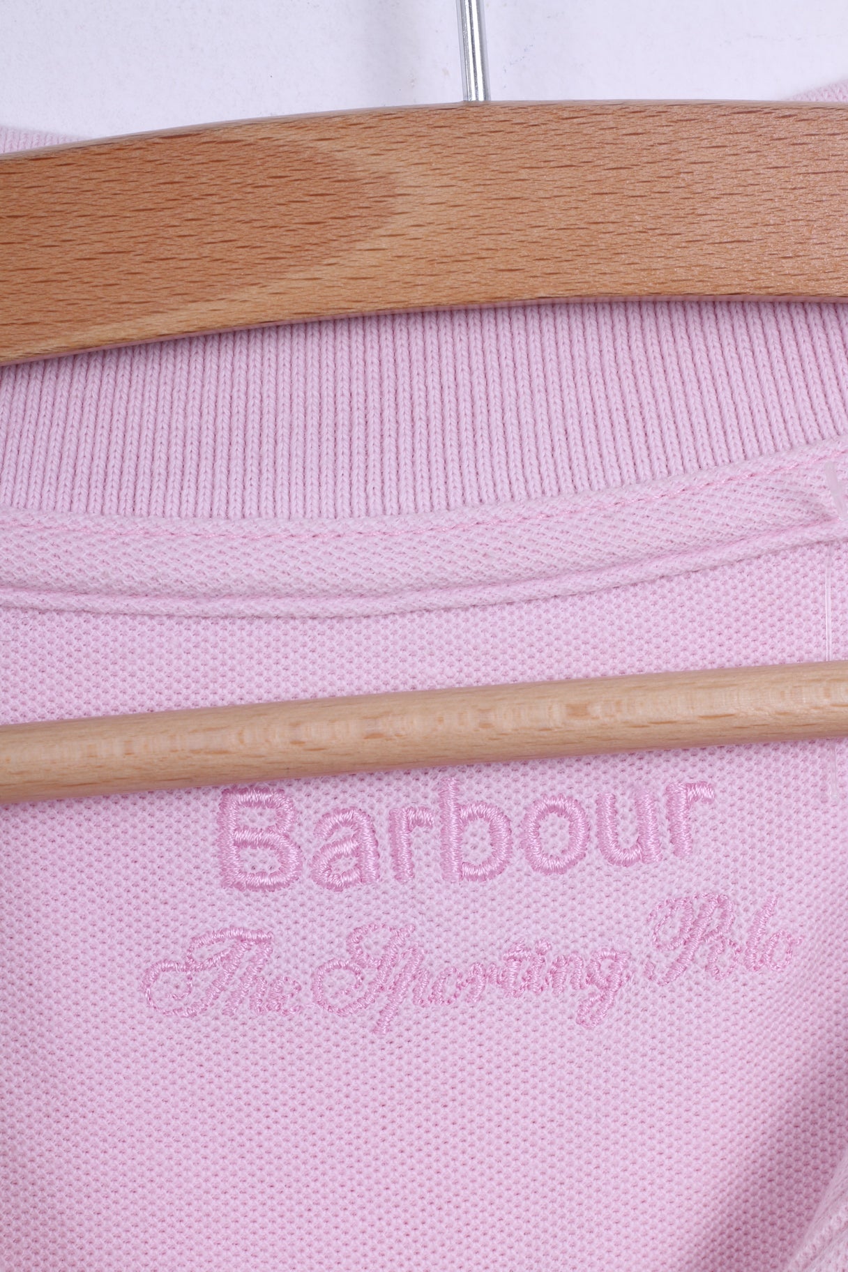Barbour Mens XL Polo Shirt Pink Sporting Polo Detailed Buttons Cotton