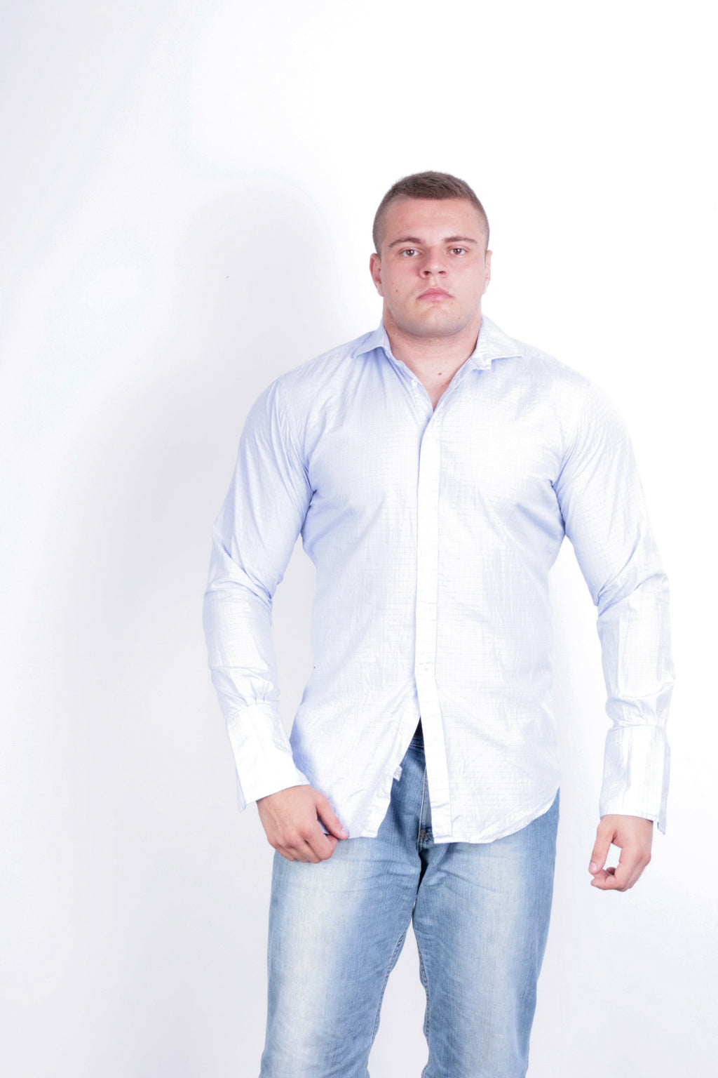 T. M. Lewin Mens 16.5/36 XXL Casual Shirt Check Blue Buttons Down Collar - RetrospectClothes