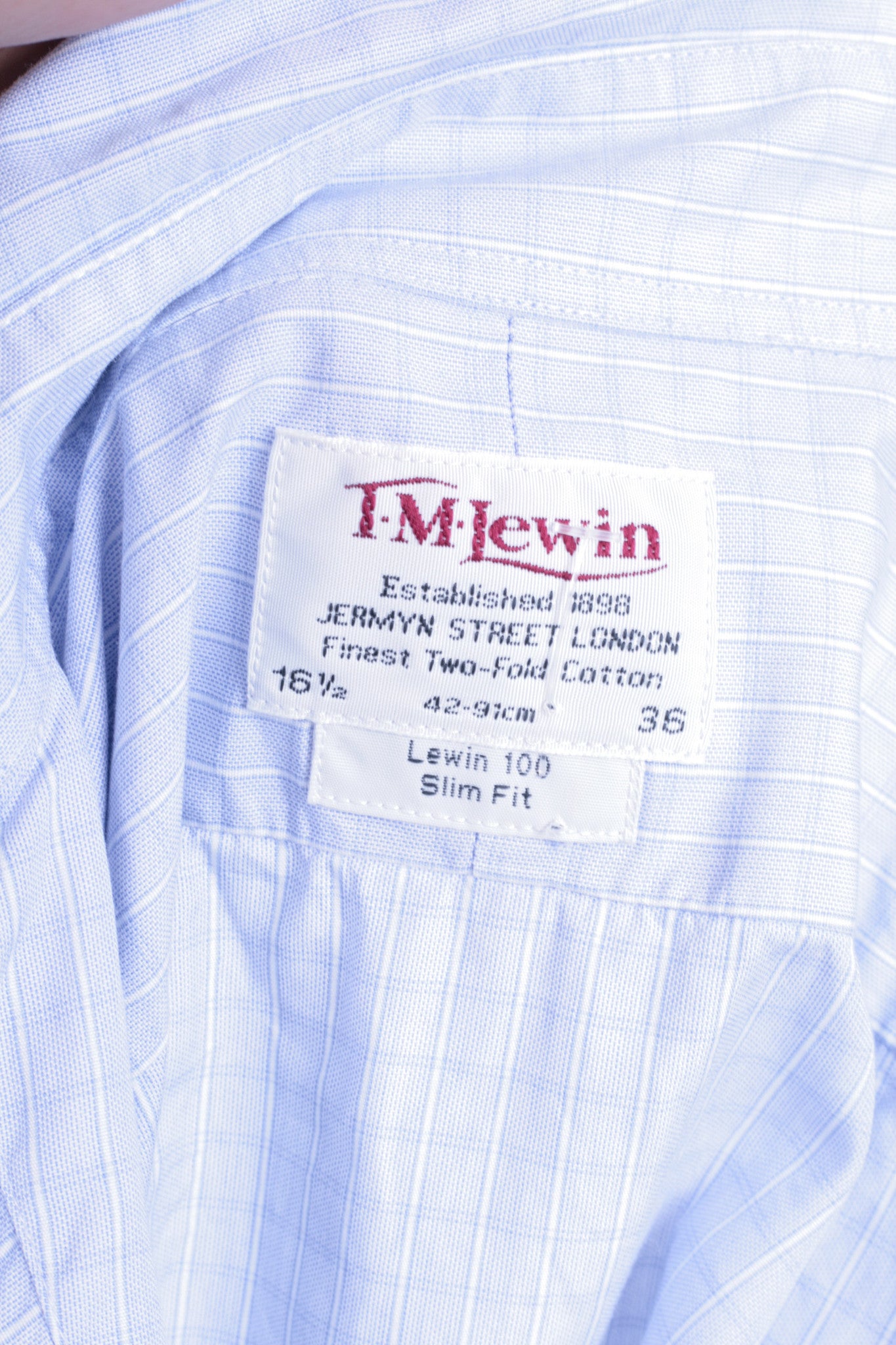 T. M. Lewin Mens 16.5/36 XXL Casual Shirt Check Blue Buttons Down Collar - RetrospectClothes