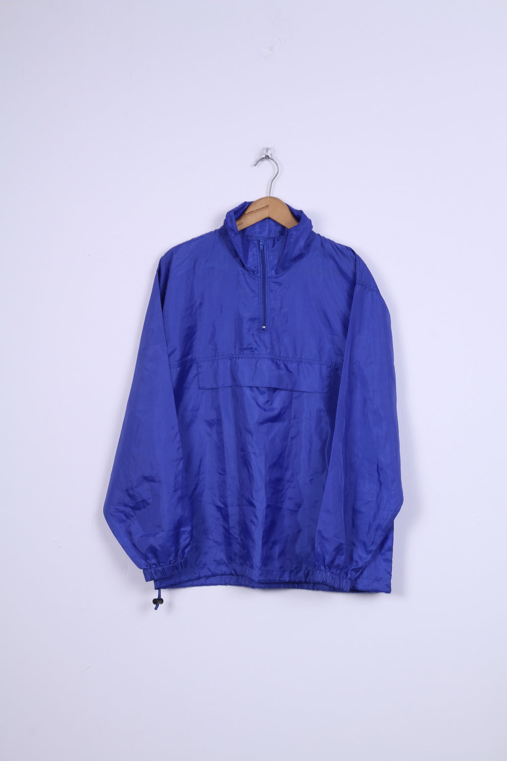 Giacca antipioggia vintage da uomo M blu scuro con cappuccio sportivo