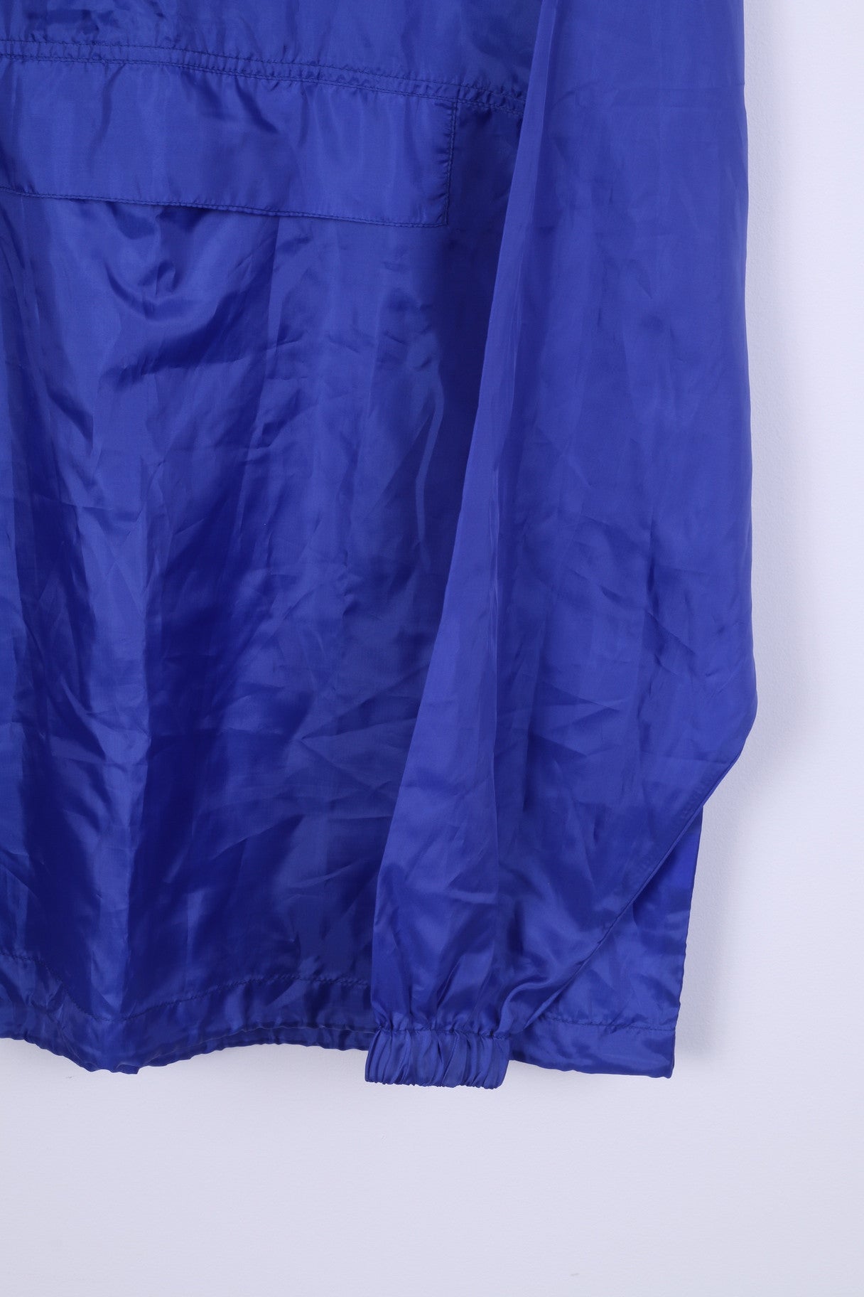Giacca antipioggia vintage da uomo M blu scuro con cappuccio sportivo