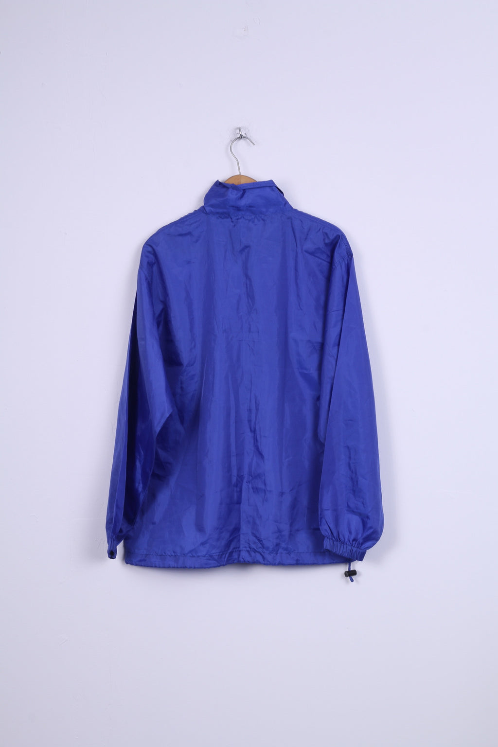 Giacca antipioggia vintage da uomo M blu scuro con cappuccio sportivo