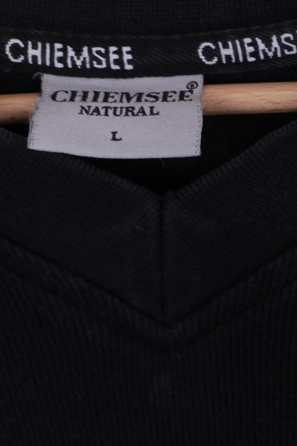 Chiemsee Natural Mens L Jumper Cotton V Neck Black Sweater