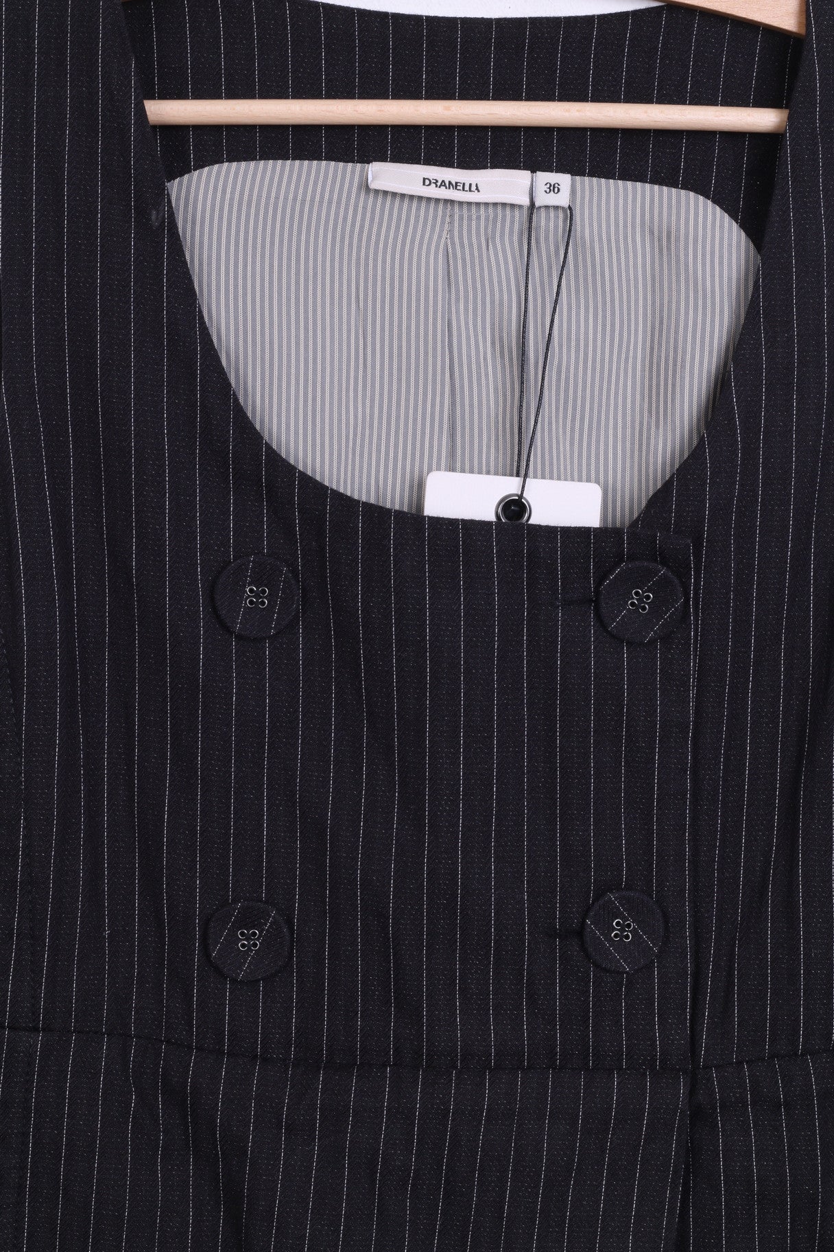 New DRANELLA Womens 36 S Dress Navy Striped Pencils - RetrospectClothes