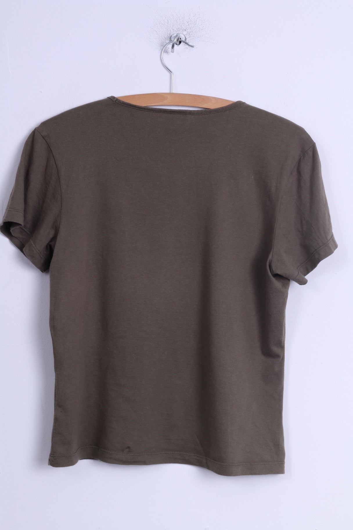 Mustang Jeans Maglietta da donna a L Top corto con grafica girocollo in cotone verde