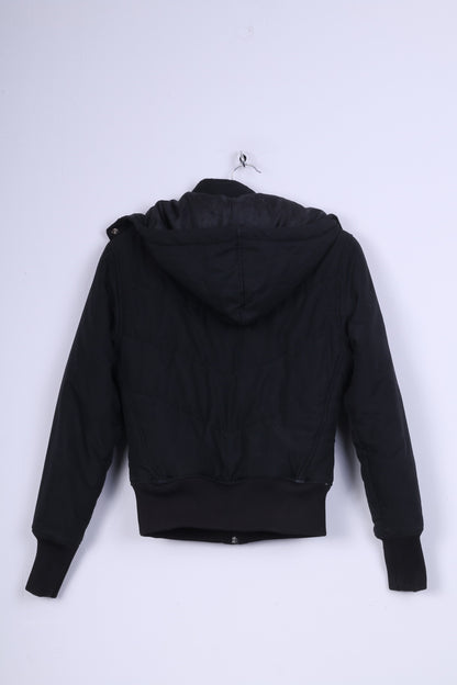 Reebok Womens 36 S Jacket Black Padded Hooded Zip Up Warm Top