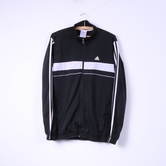 Felpa Adidas M da uomo con cerniera intera nera sportiva lucida 