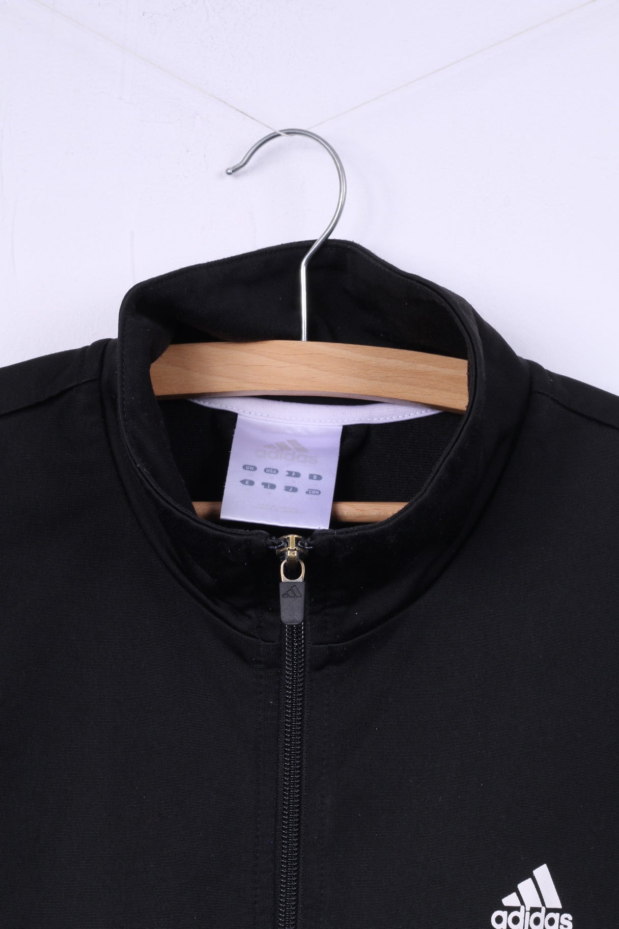 Adidas Mens M Sweatshirt Full Zipper Black Sportswear Shiny Track Top