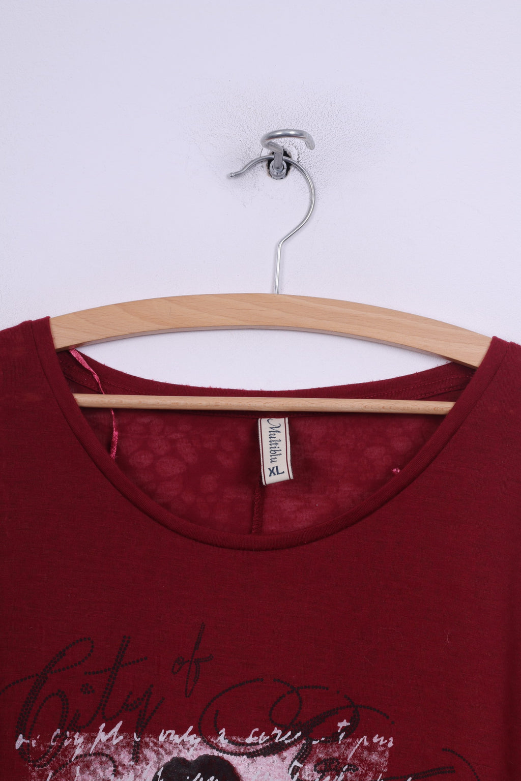 Multiblu Camicetta XL da donna Camicia grafica Manica a pipistrello Girocollo Bordeaux 