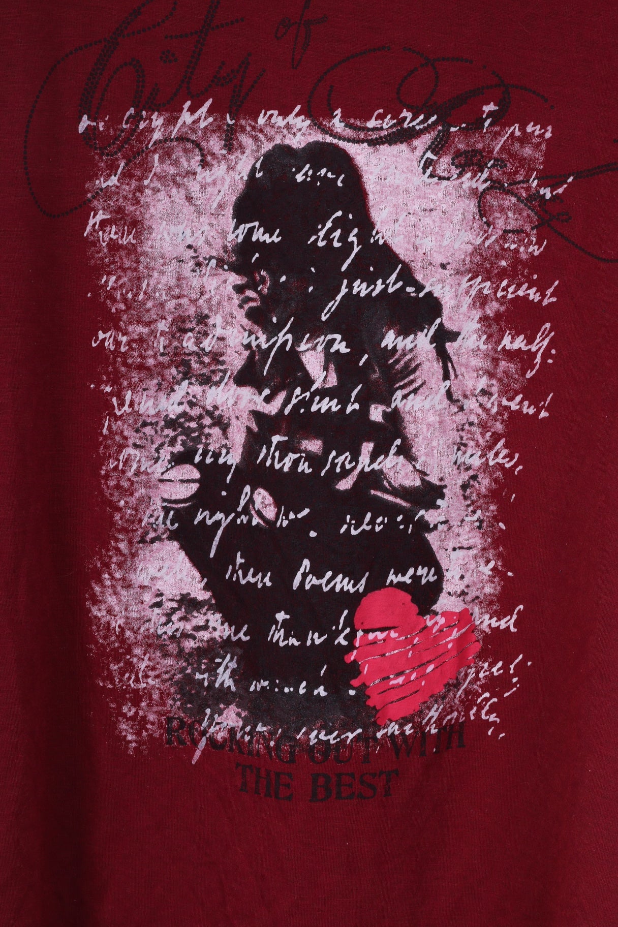 Multiblu Camicetta XL da donna Camicia grafica Manica a pipistrello Girocollo Bordeaux 