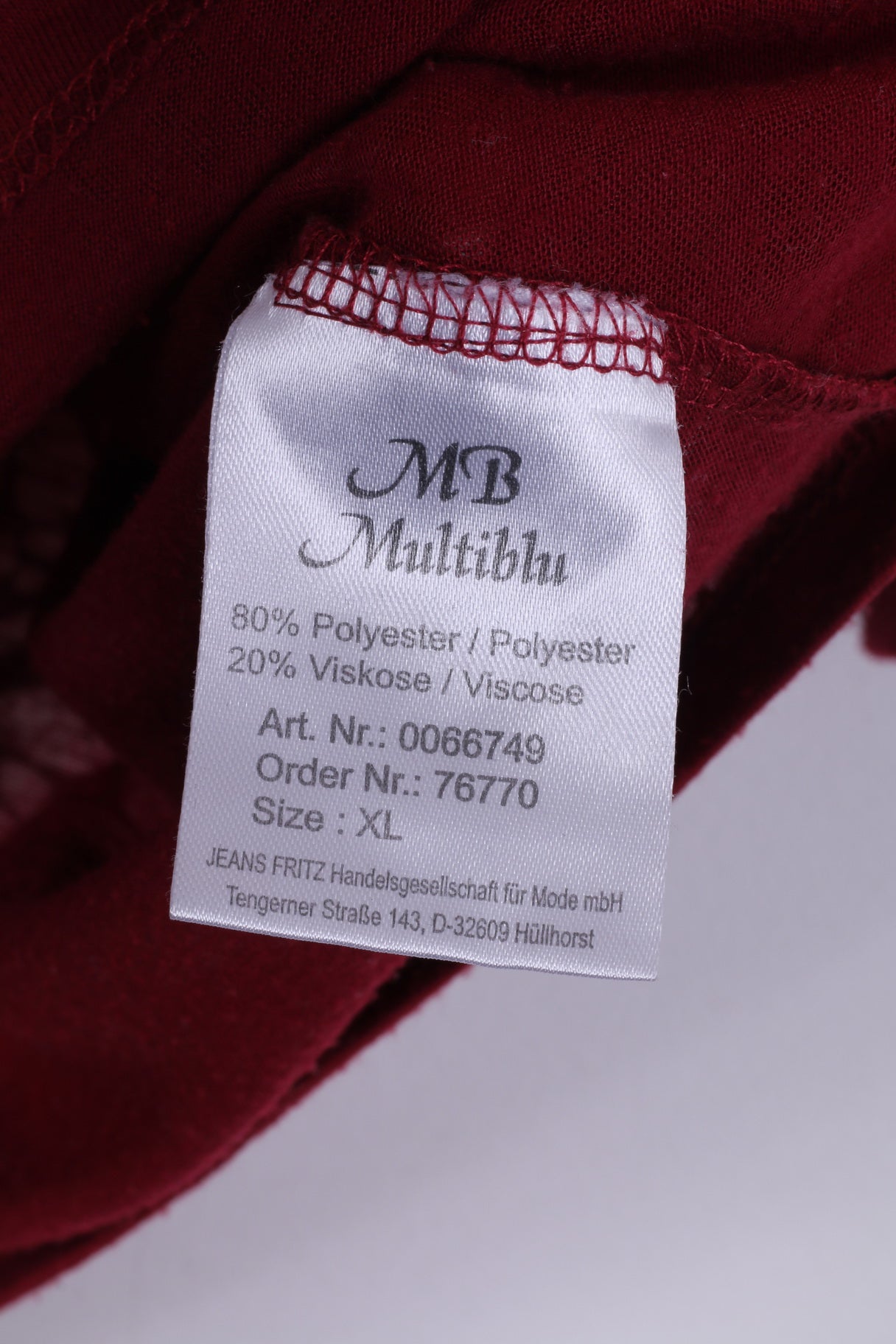 Multiblu Camicetta XL da donna Camicia grafica Manica a pipistrello Girocollo Bordeaux 