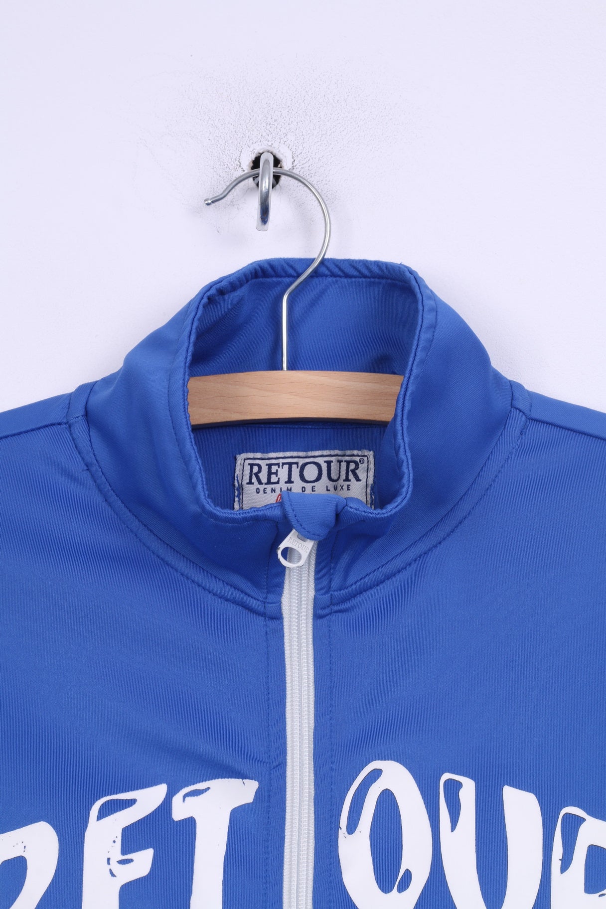 Retour Denim De Luxe Womens 14 XL Sweatshirt Full Zipper Light Blue Superheroes Sport