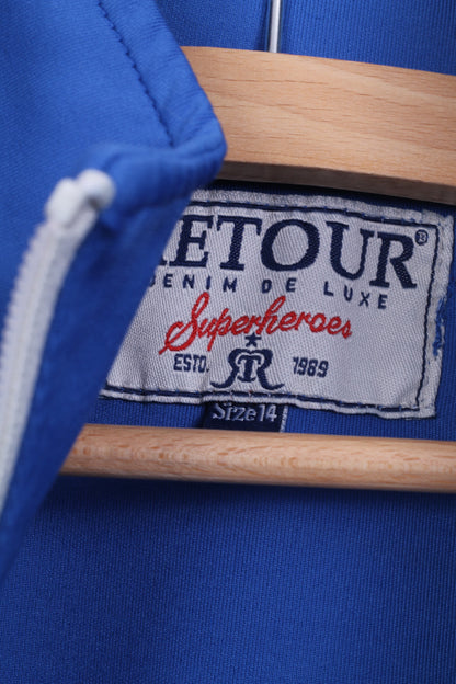 Retour Denim De Luxe Womens 14 XL Sweatshirt Full Zipper Light Blue Superheroes Sport