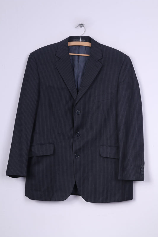 Giacca blazer da uomo BHS 42 M, spalline monopetto a righe grigie corte 