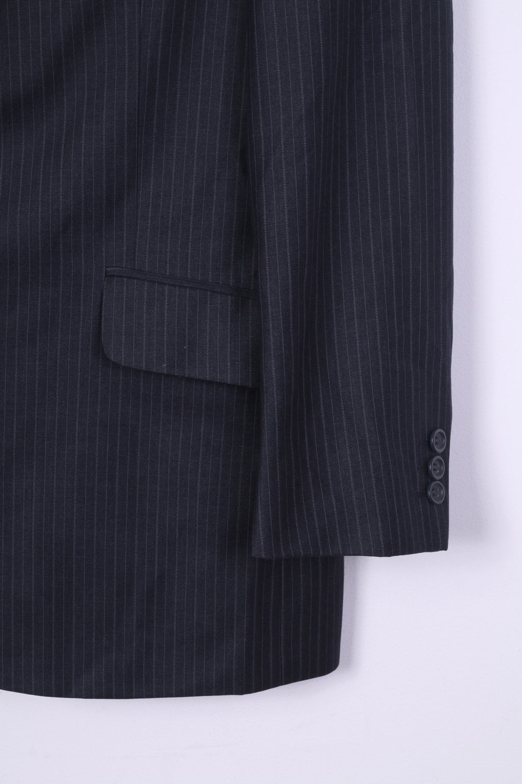 BHS Hommes 42 M Blazer Veste Courte Rayé Gris Épaulettes Simple Boutonnage 