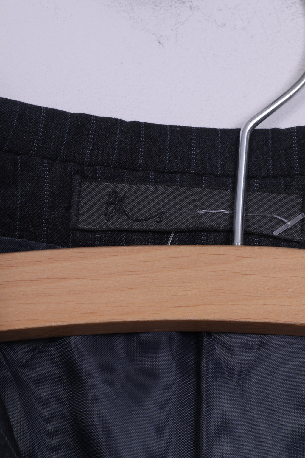 BHS Hommes 42 M Blazer Veste Courte Rayé Gris Épaulettes Simple Boutonnage 