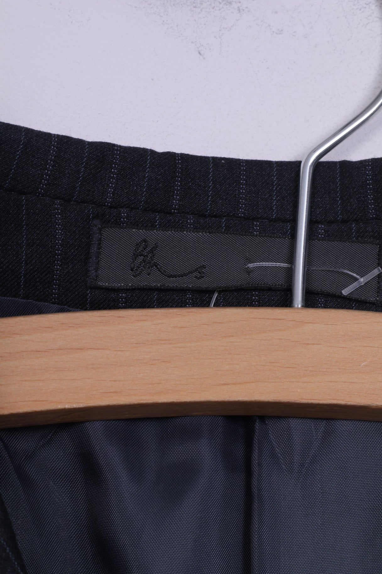 BHS Hommes 42 M Blazer Veste Courte Rayé Gris Épaulettes Simple Boutonnage 