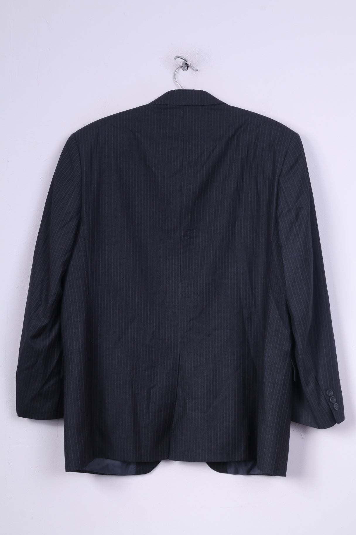 BHS Hommes 42 M Blazer Veste Courte Rayé Gris Épaulettes Simple Boutonnage 