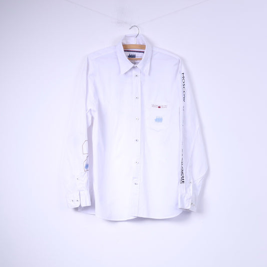 Van Santen &amp; Van Santen Camicia casual XL da uomo Polo bianca a maniche lunghe Mosca 