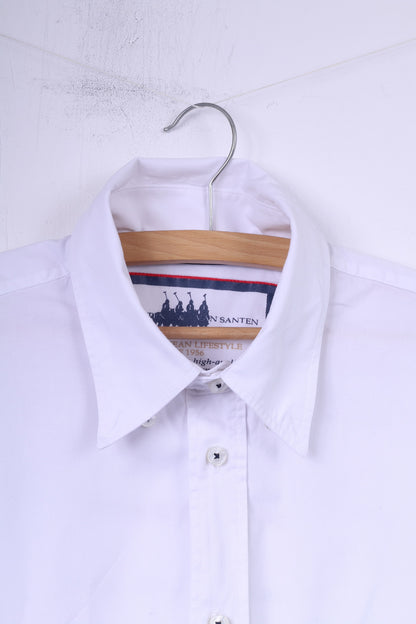 Van Santen & Van Santen Mens XL Casual Shirt White Long Sleeve Polo Moscow Top