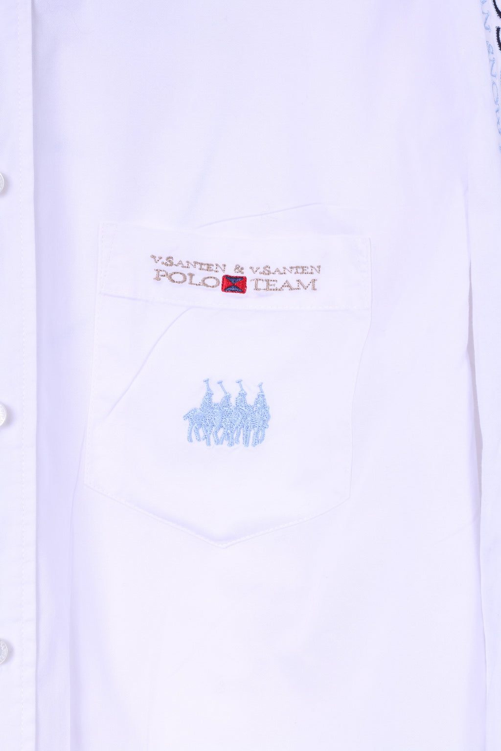 Van Santen &amp; Van Santen Chemise décontractée XL pour homme Blanc Polo à manches longues Moscou Top 