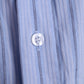Pierre Cardin Mens 17 43 XL Casual Shirt Blue Cuffs Striped Cotton Detailed Buttons