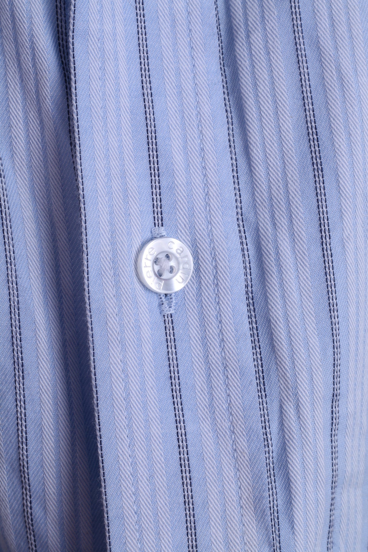 Pierre Cardin Camicia casual da uomo 17 43 XL Polsini blu Bottoni dettagliati in cotone a righe