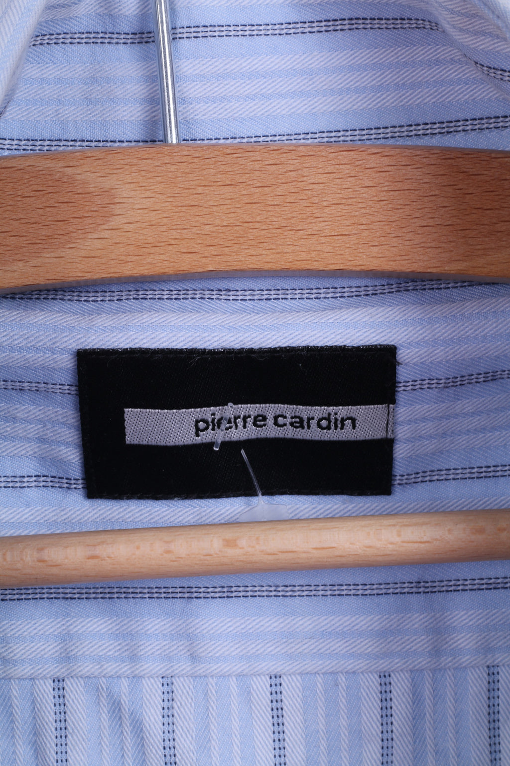 Pierre Cardin Camicia casual da uomo 17 43 XL Polsini blu Bottoni dettagliati in cotone a righe