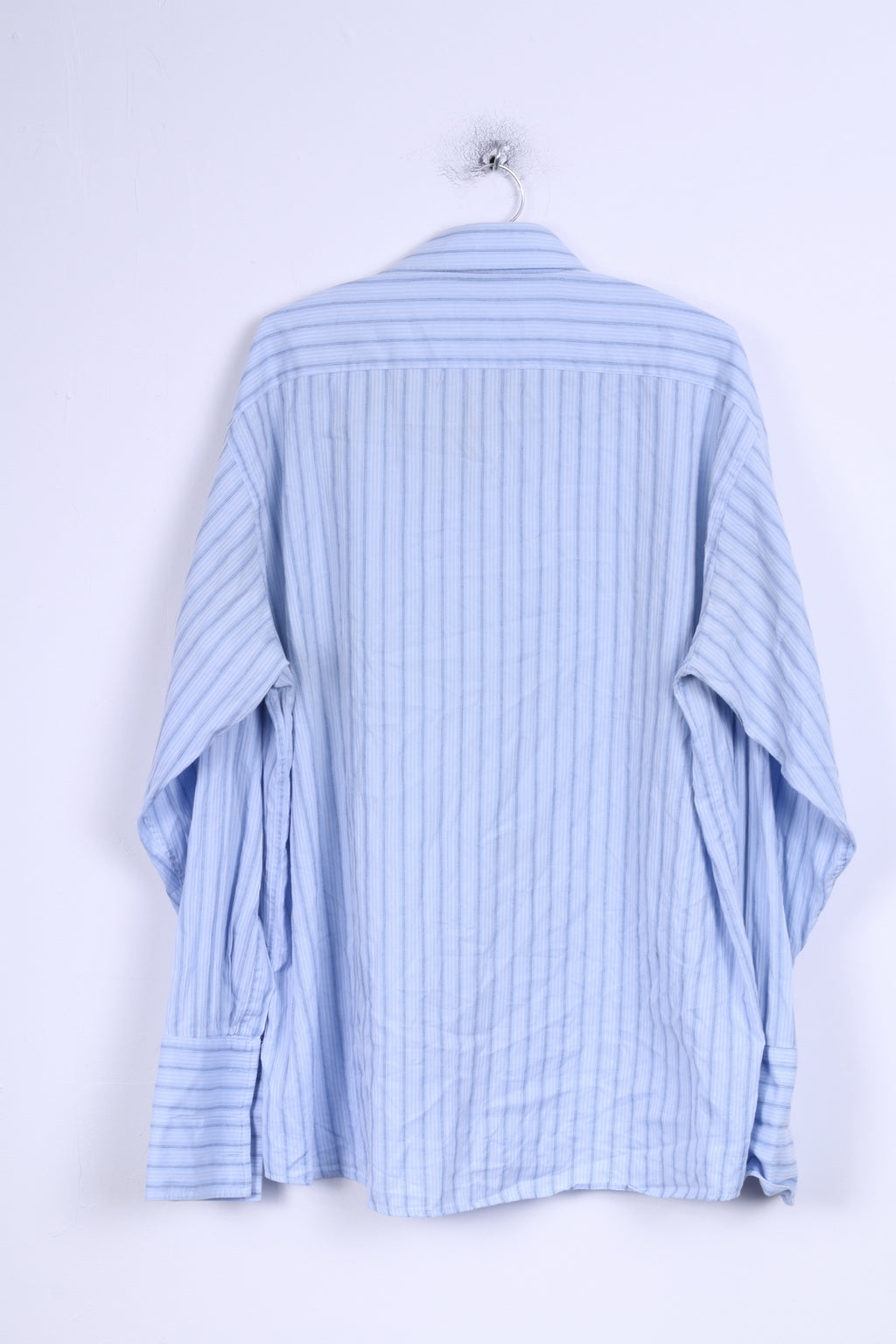Pierre Cardin Camicia casual da uomo 17 43 XL Polsini blu Bottoni dettagliati in cotone a righe