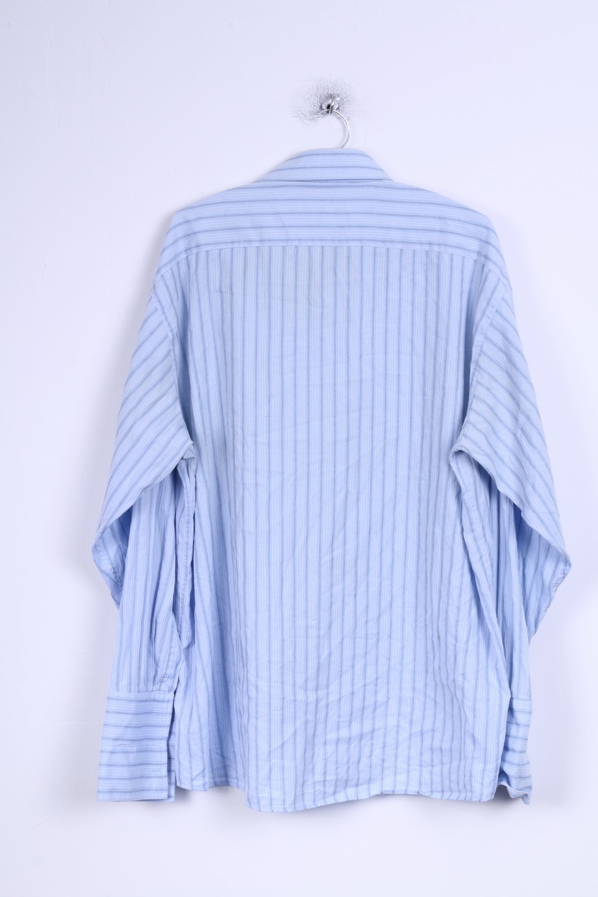 Pierre Cardin Camicia casual da uomo 17 43 XL Polsini blu Bottoni dettagliati in cotone a righe