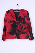Molly -Jo Giacca da donna 48 XL Giacca con spalline monopetto rosso nero tinto vintage 