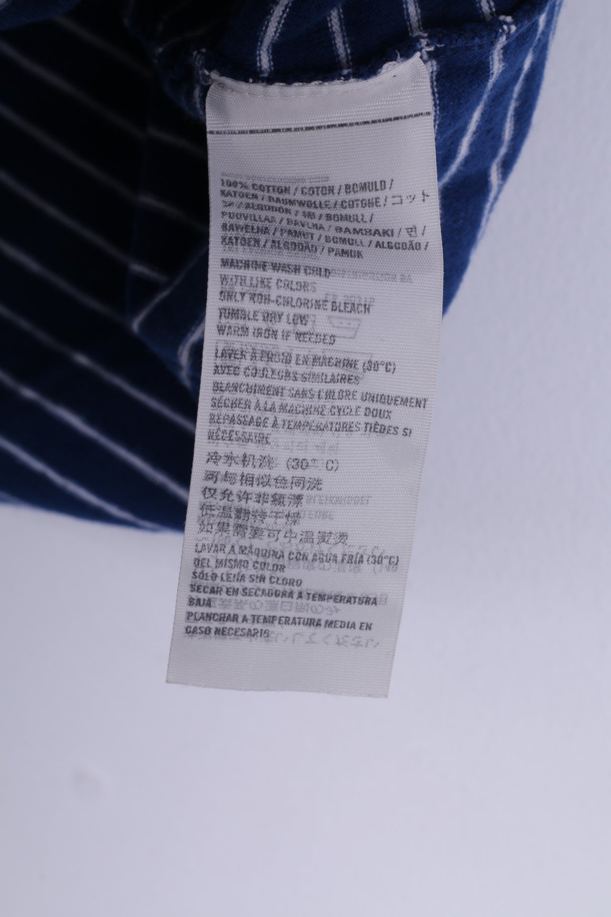 Hollister California Womens M T-Shirt Blue Striped Cotton V Neck Marine Top