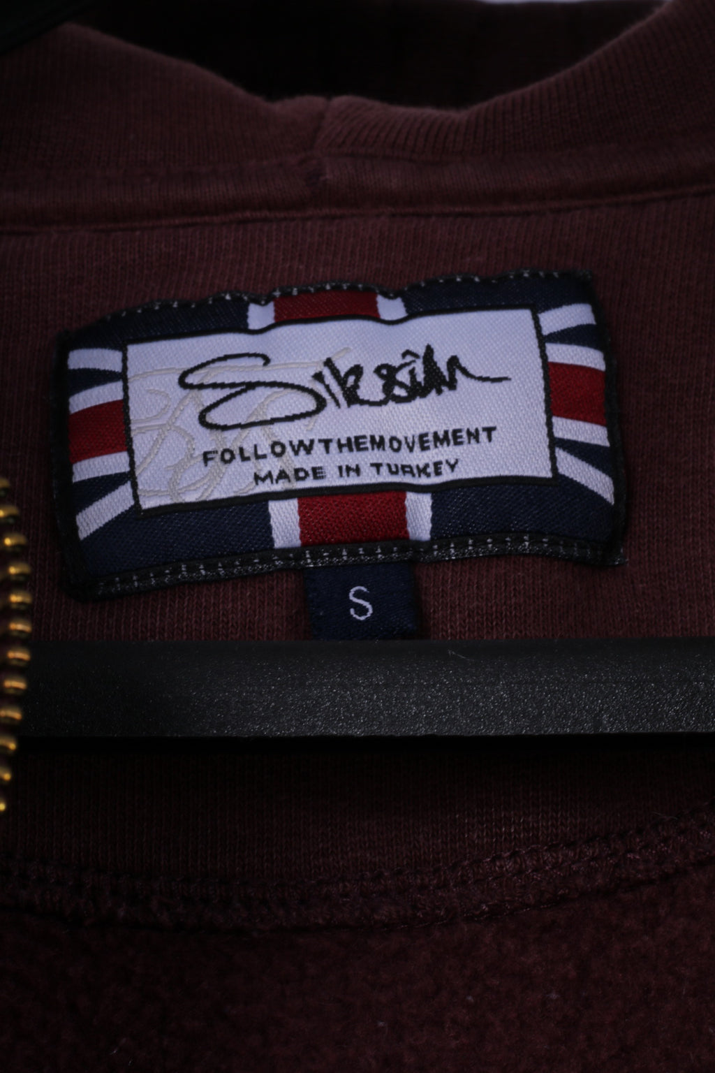 Sik Silk Sweat-shirt pour homme en coton bordeaux avec fermeture éclair