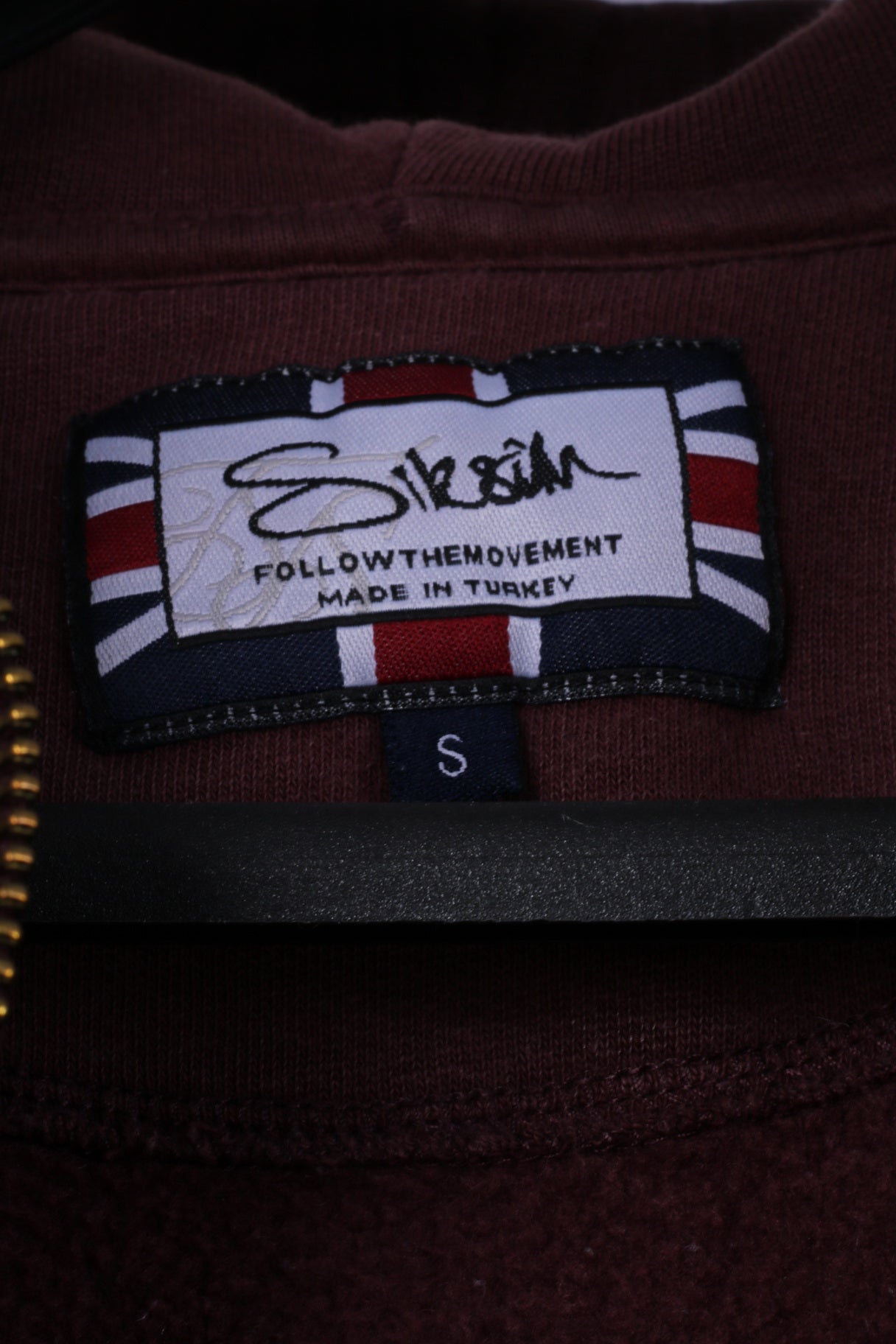 Sik Silk Sweat-shirt pour homme en coton bordeaux avec fermeture éclair