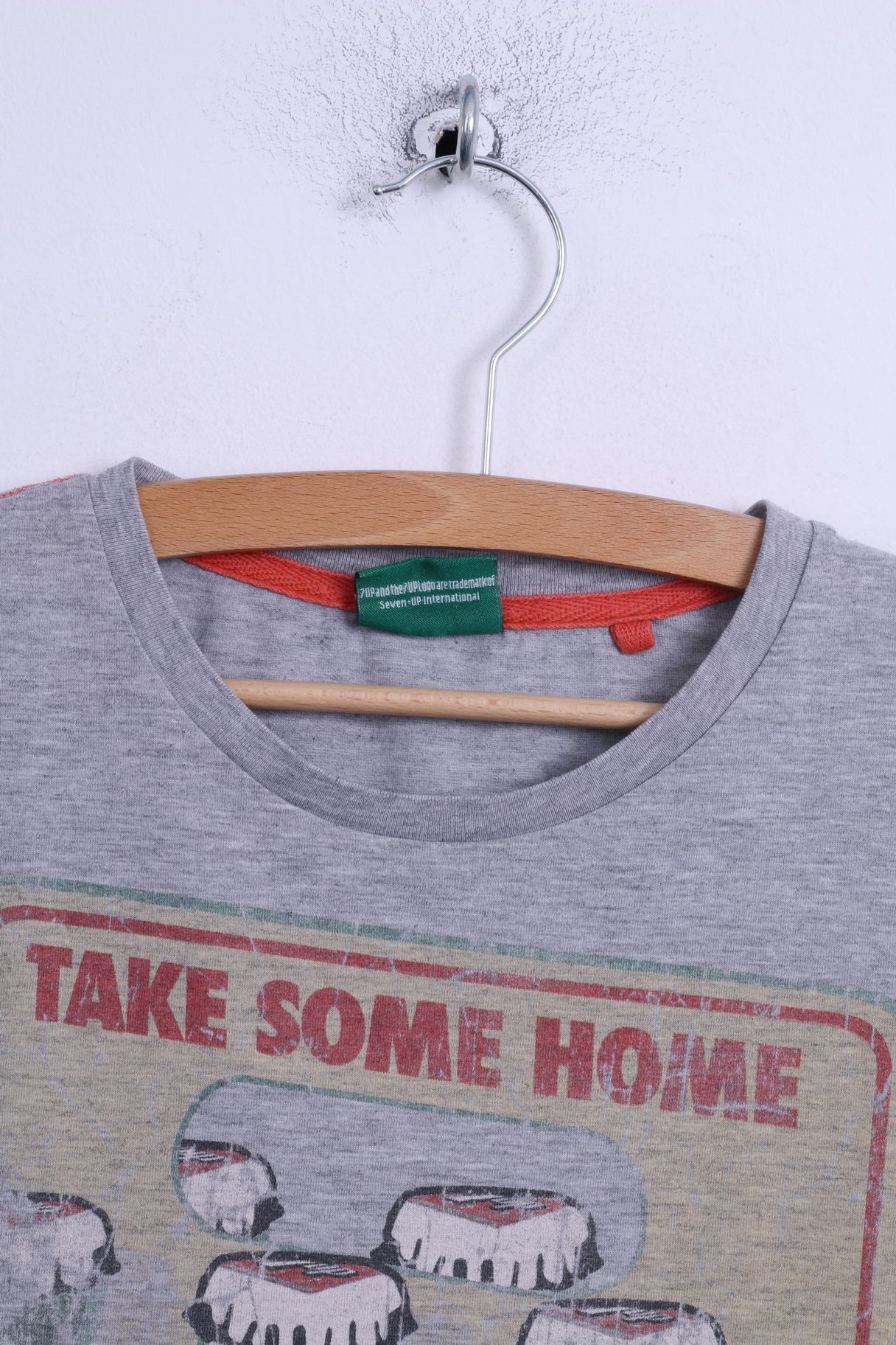 Next Homme M (S) T-Shirt Gris Coton Graphique 7 Up Seven Up Drink