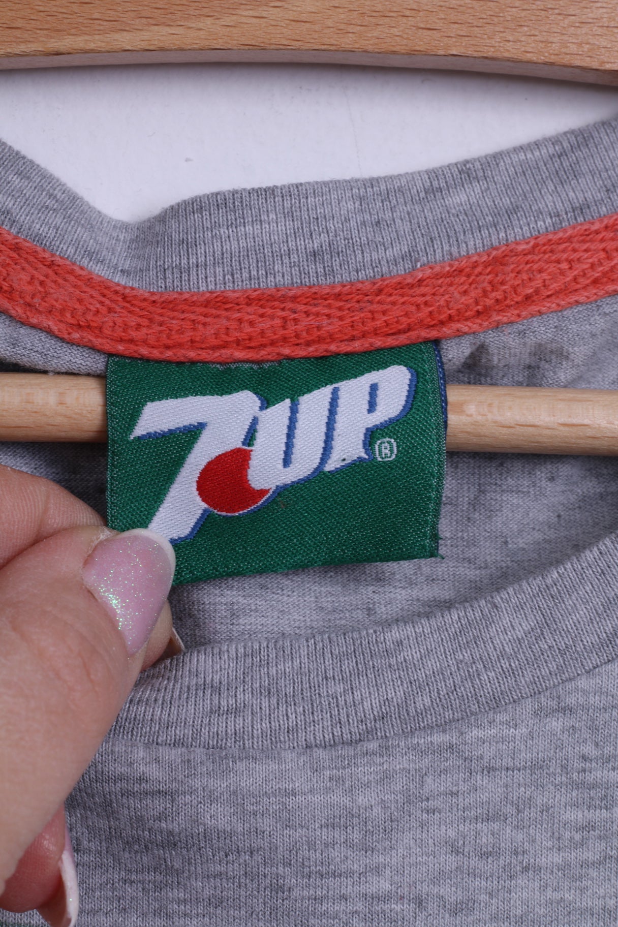 Next Mens M (S) T-Shirt Grey Cotton Graphic 7 Up Seven Up Drink