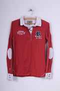 Soccx Womens 38 M Polo Shirt Long Sleeve Paches Rubgy Team Sports Red Top