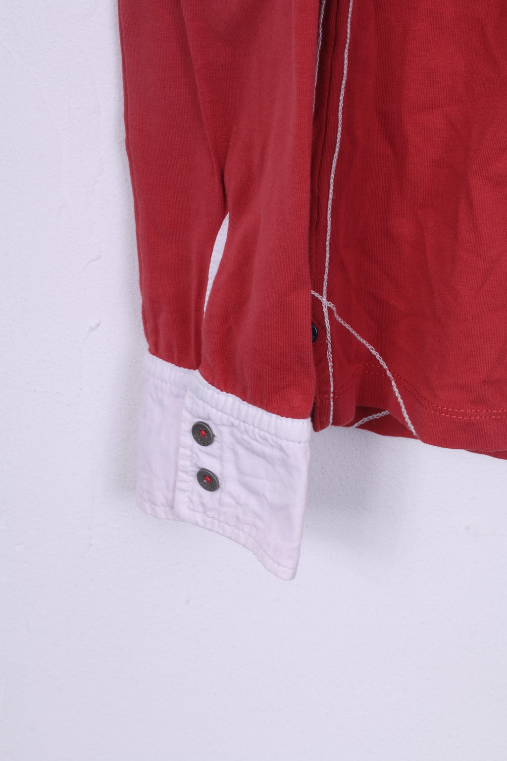 Soccx Womens 38 M Polo Shirt Long Sleeve Paches Rubgy Team Sports Red Top