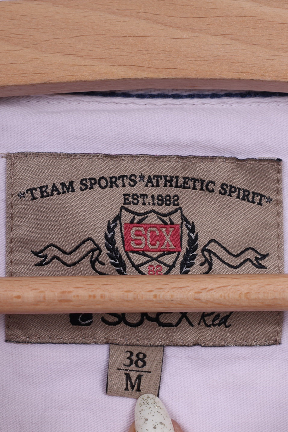 Soccx Womens 38 M Polo Shirt Long Sleeve Paches Rubgy Team Sports Red Top