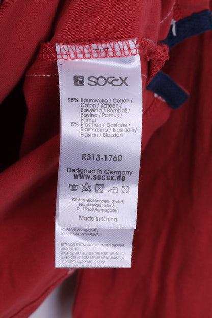 Soccx Womens 38 M Polo Shirt Long Sleeve Paches Rubgy Team Sports Red Top