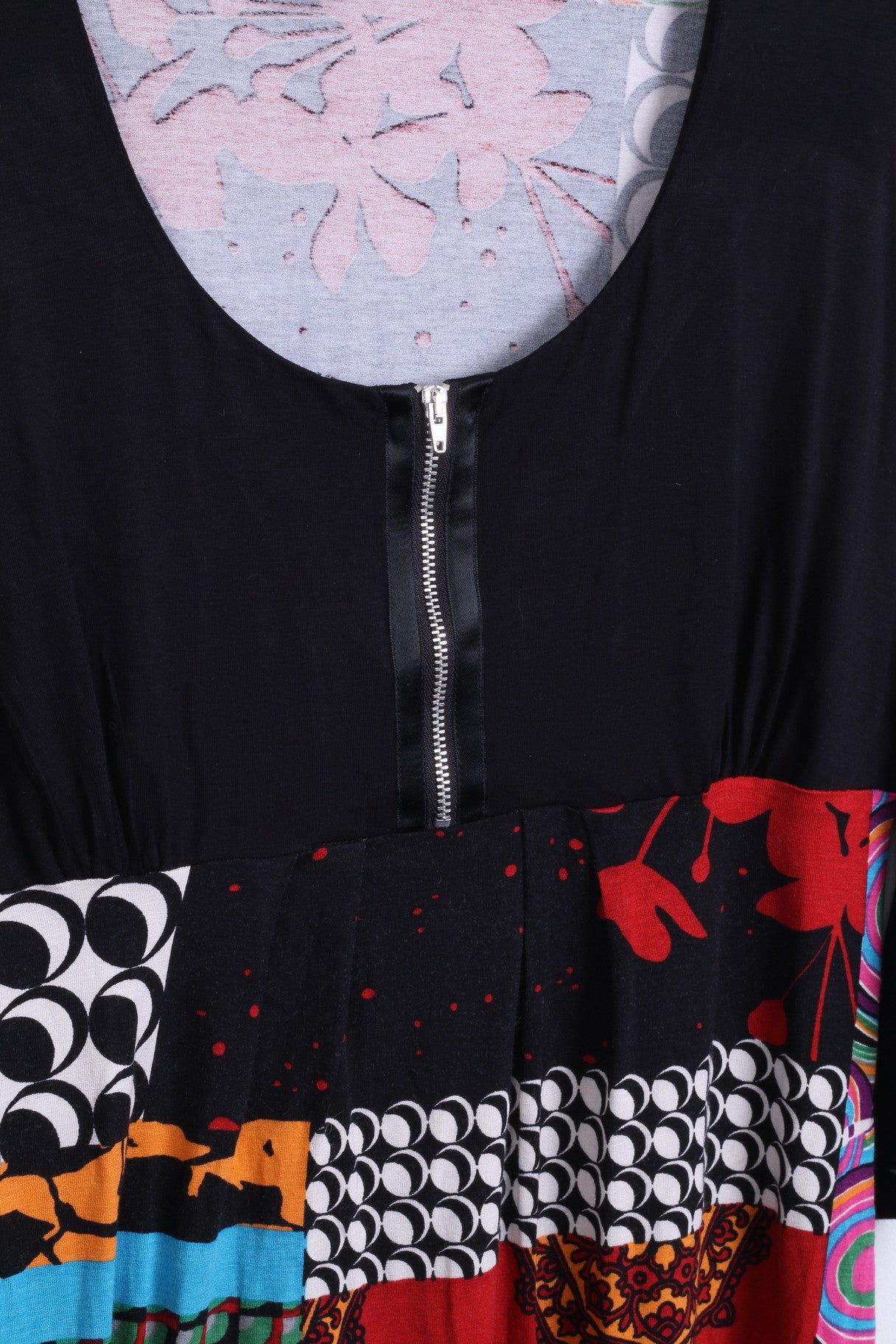 Heine Womens 10/12 M Shirt Tunic Baby Doll Black Colorful Patterned - RetrospectClothes