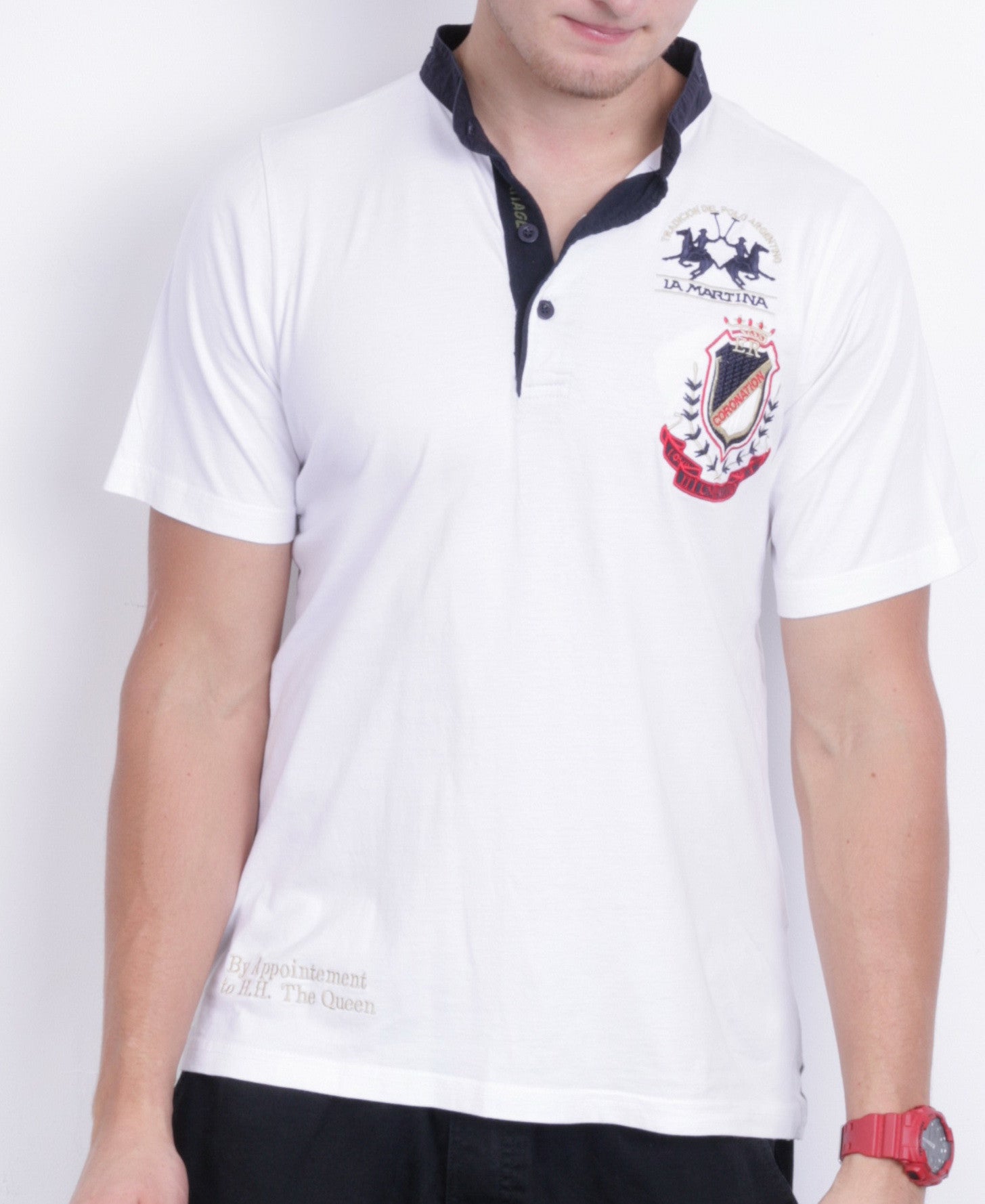 La Martina Mens XXL Shirt White Coronation Short Sleeve Cotton - RetrospectClothes