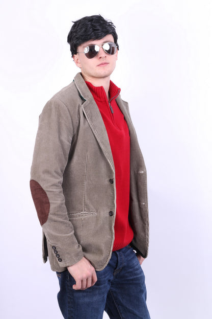 Cottonfield Active Wear Mens 48 S/M Corduroy Blazer Brown Cotton Jacket - RetrospectClothes
