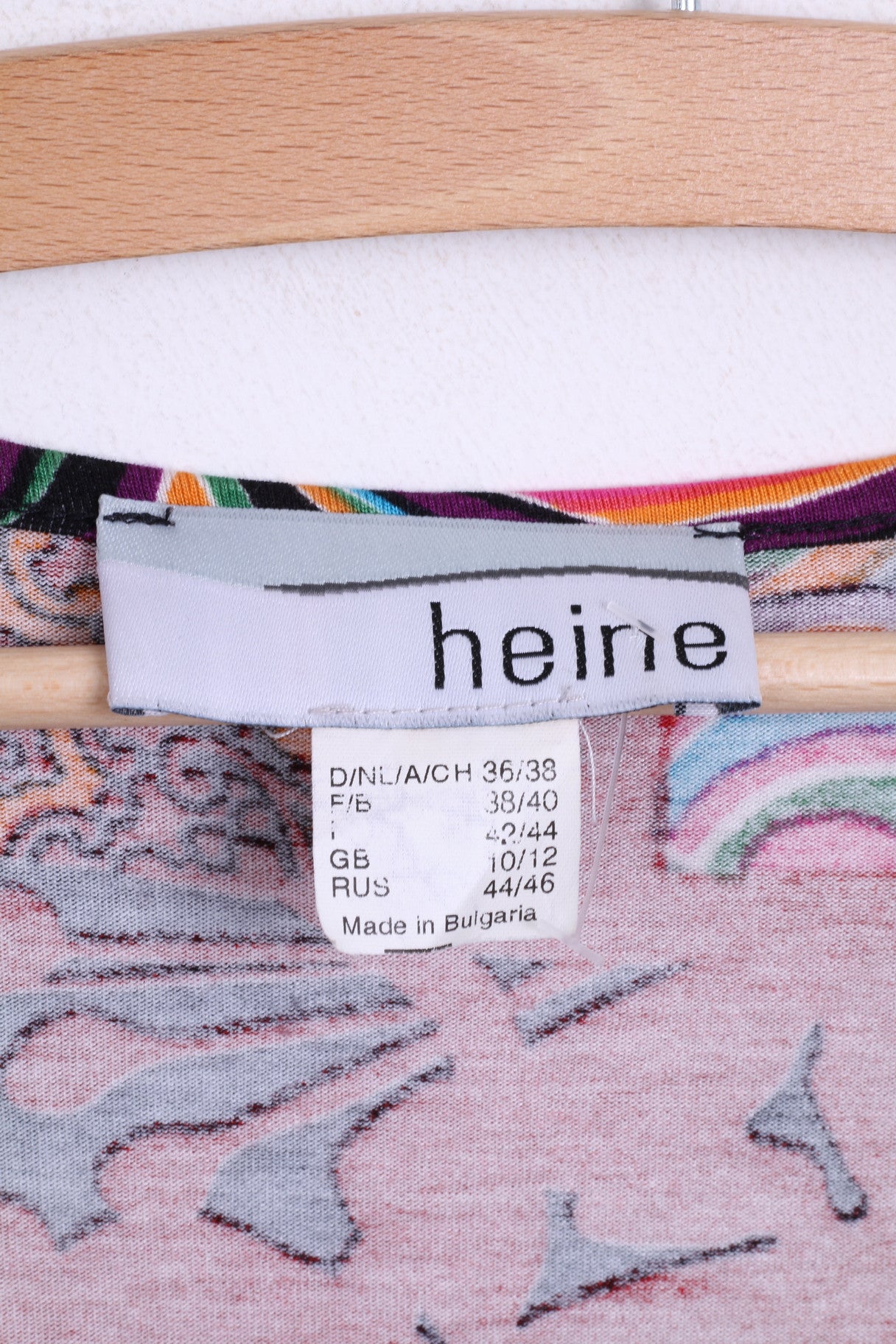 Heine Womens 10/12 M Shirt Tunic Baby Doll Black Colorful Patterned - RetrospectClothes