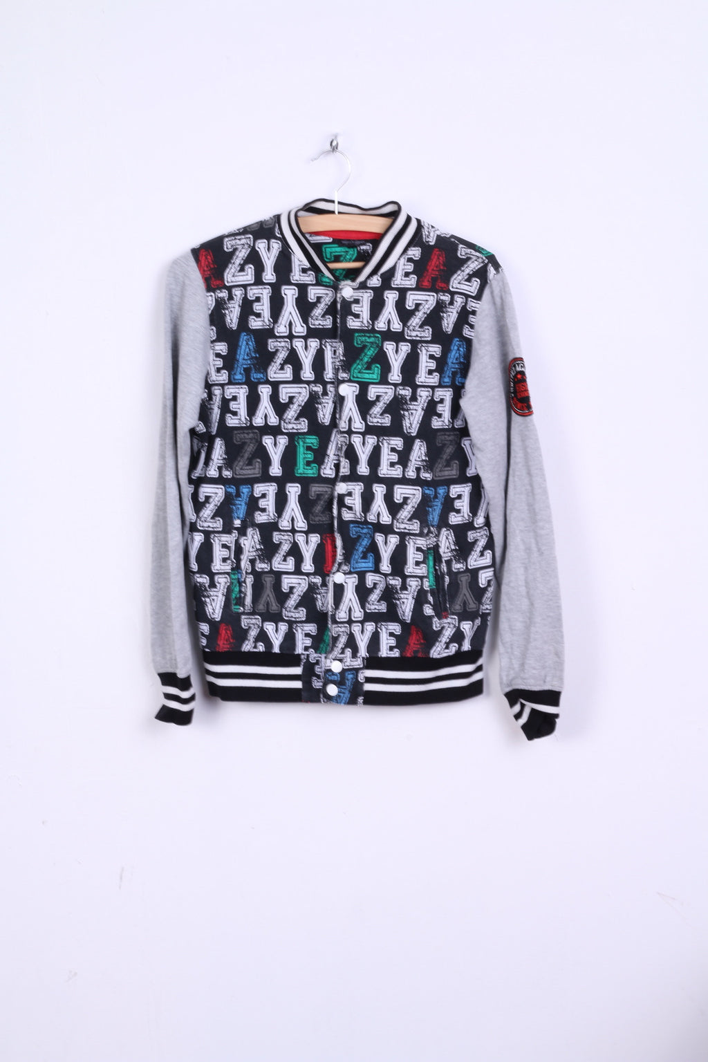 Felpa KappAhl unisex M 170 con colletto da baseball, lettere