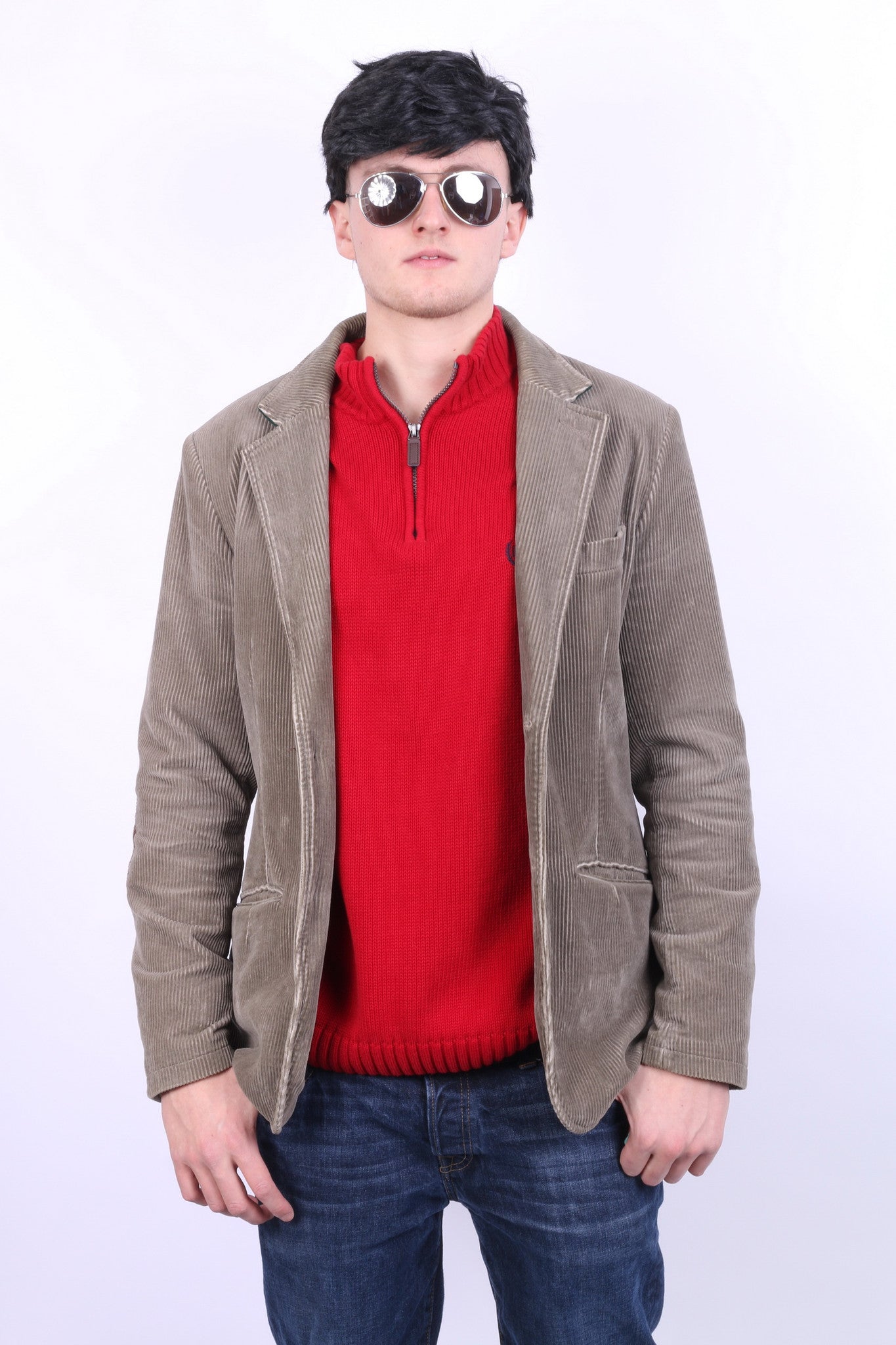 Cottonfield Active Wear Mens 48 S/M Corduroy Blazer Brown Cotton Jacket - RetrospectClothes
