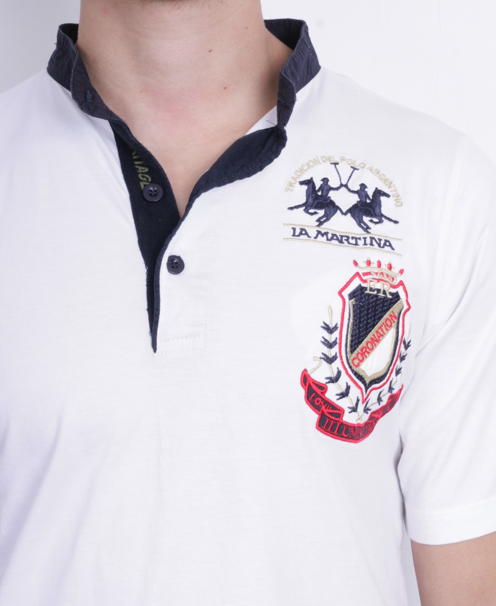 La Martina Mens XXL Shirt White Coronation Short Sleeve Cotton - RetrospectClothes