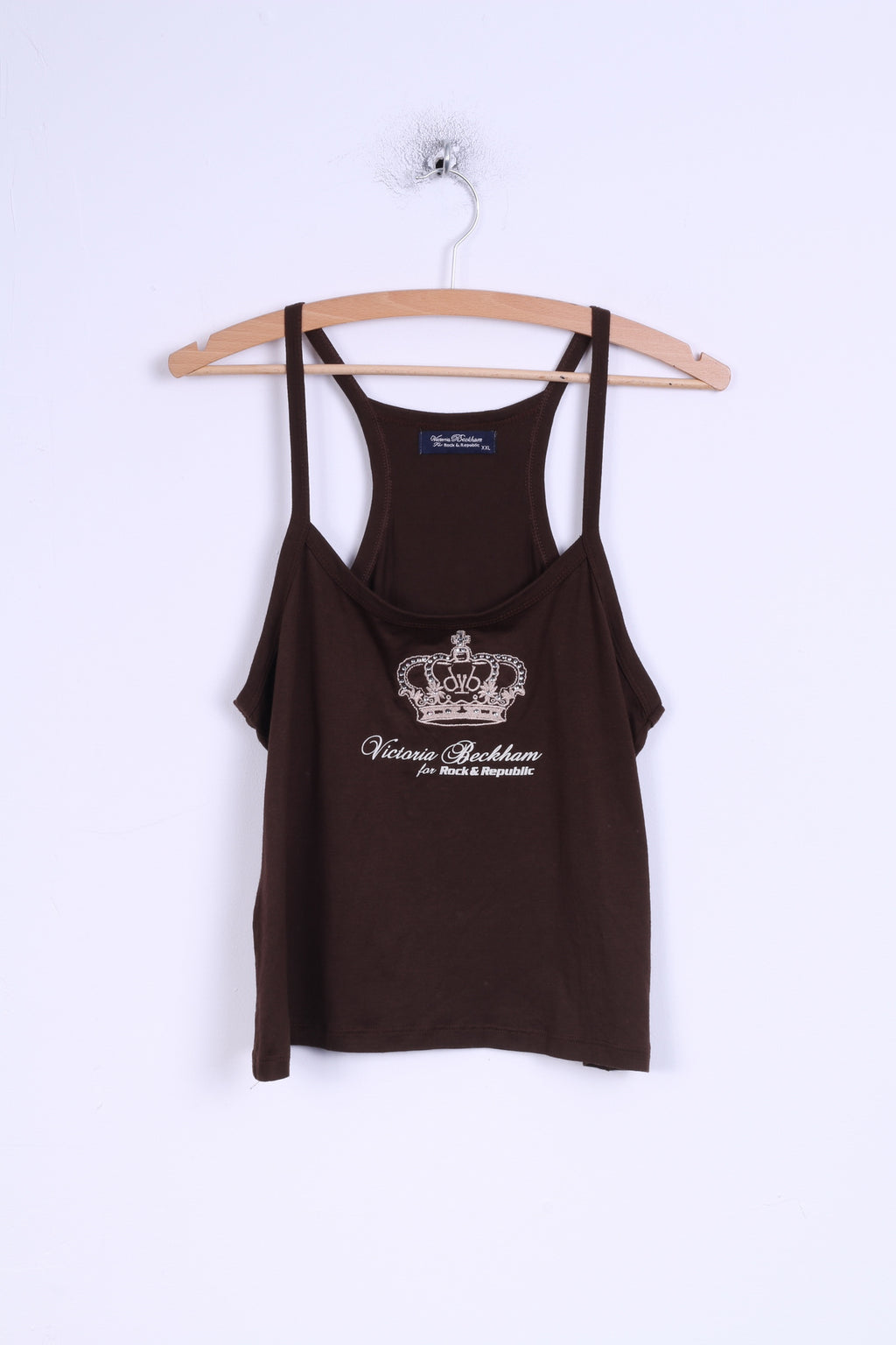 Victoria Beckham Womens XXL Short Tank Top Stretch Brown for Rock & Republic Sleeveless